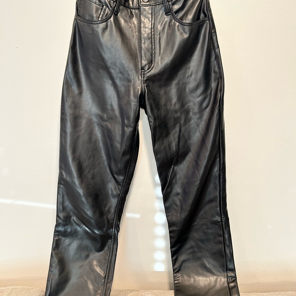 Abercrombie & Fitch Women’s Black VLeather Pants Curve Love 90’s Ultra High Rise